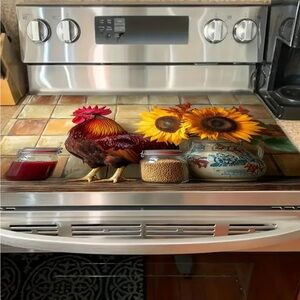 Rooster and Sunflower Kitchen Stove Cover